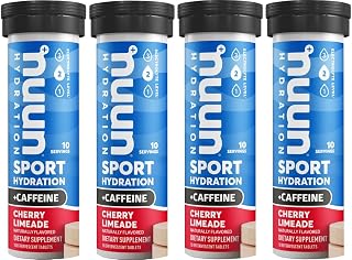 Nuun Sport + Caffeine: Electrolyte Drink Tablets, Cherry Limeade, 1 Tube (10 Servings)