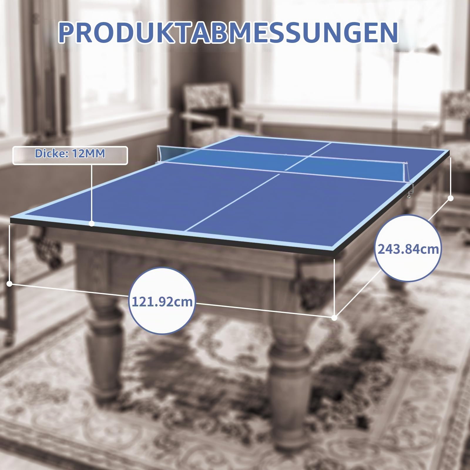 243,84 x 121,92 cm Tischtennisplatte, Professionelle Wahl für Zuhause, Blau