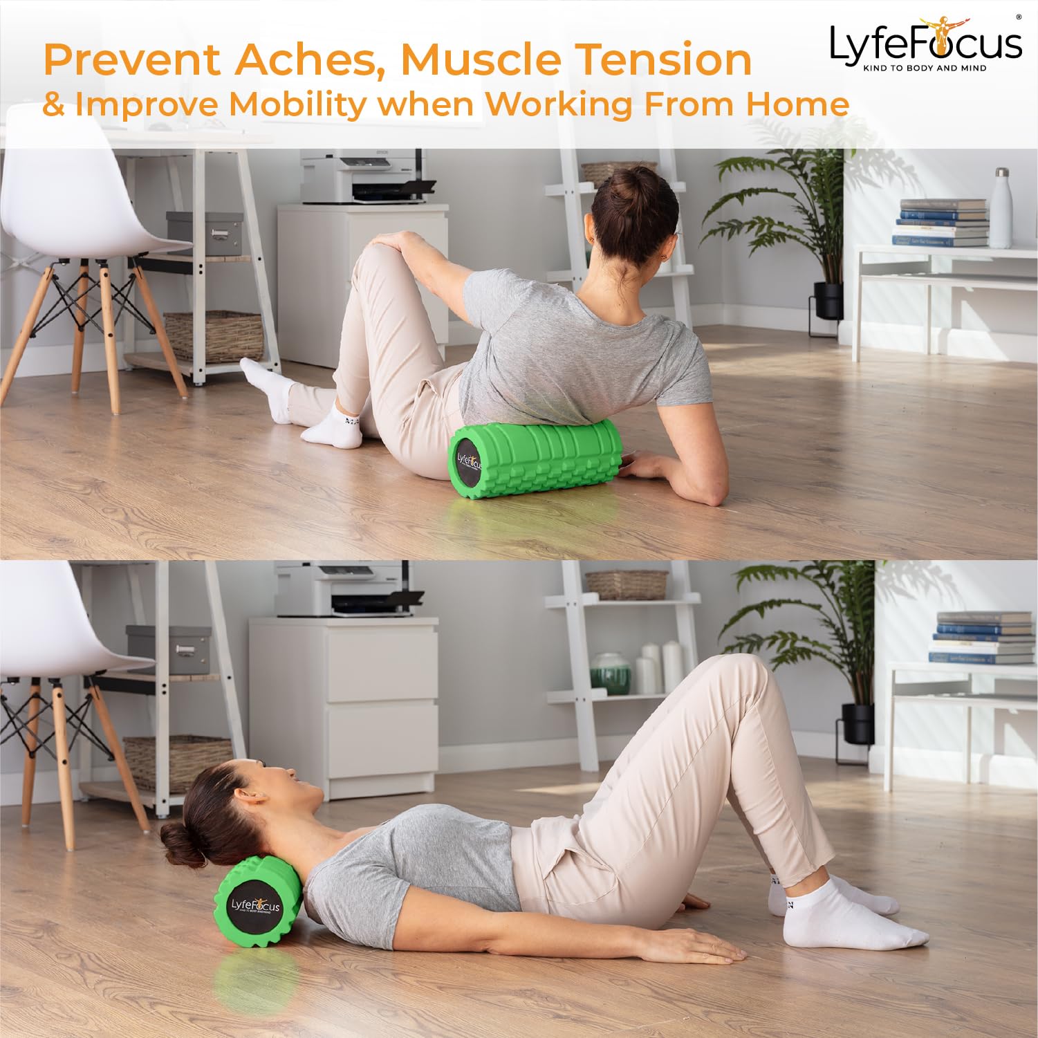 LyfeFocus Rullo in schiuma di alta qualità per punti di innesco – Rulli in schiuma multi pressione per muscoli – Rullo da massaggio sportivo approvato dagli specialisti per la terapia dei tessuti