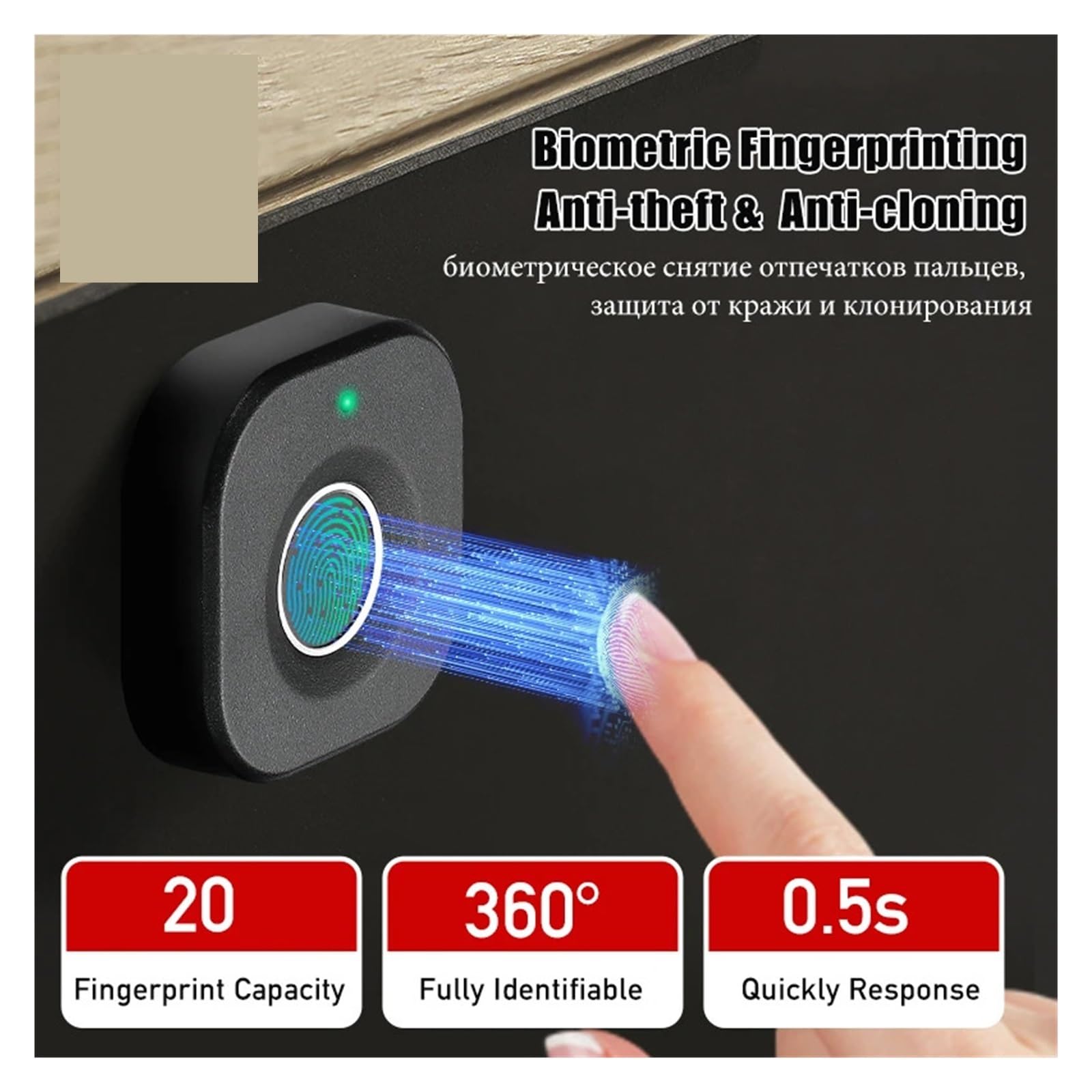 Cerradura biométrica de huellas dactilares, color negro, sin llave, cerradura inteligente para cajones, antirrobo, largo tiempo de espera, puerta Hardwar