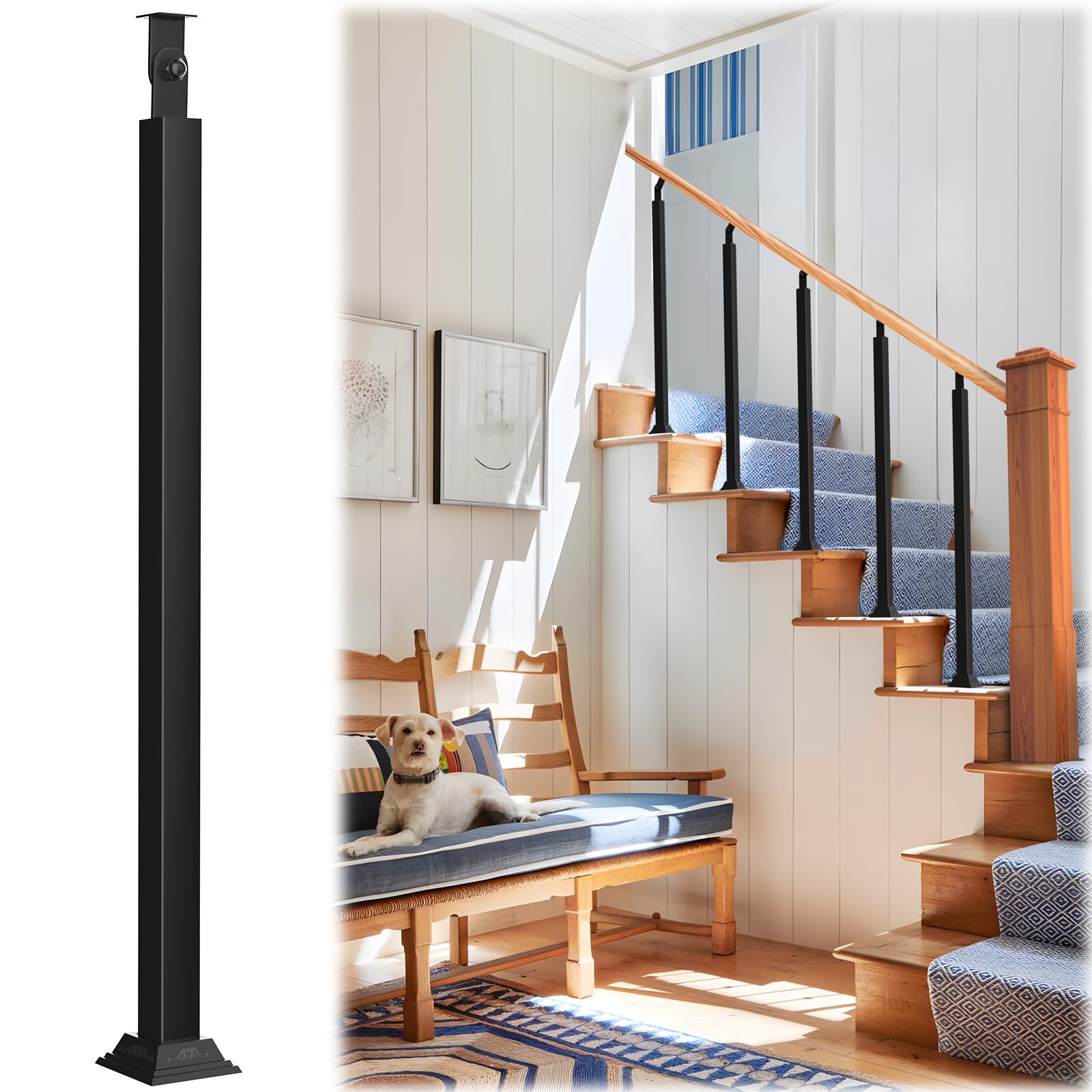 Snapklik.com : UFIZZY Indoor Railing Kits, Iron Square Stair Baluster ...