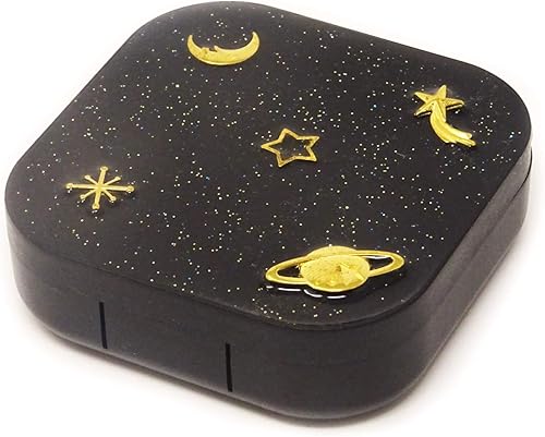 Honbay Fashion Planet Estuche para lentes de contacto portátil Kit de caja de lentes de contacto con espejo (cuadrado)