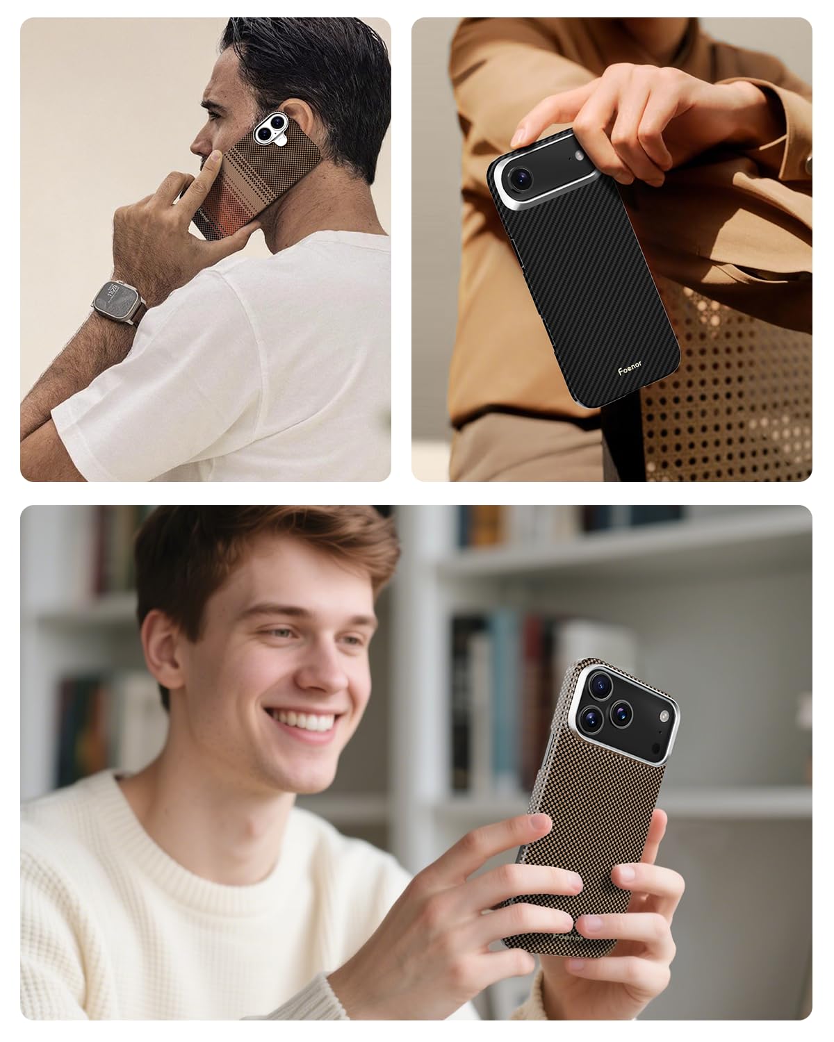 Coque en fibre d'aramide pour iPhone 17 Air, compatible avec MagSafe, [Ultra mince et légère] pour iPhone 17 Air, fibre d'aramide Kevlar 600D avec sensation ultra fine sans coque, couleur
