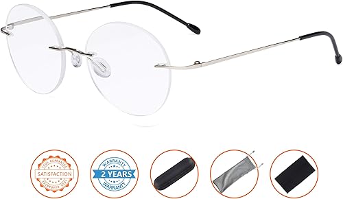 Miniatura 2 de CessBlu Gafas de lectura sin montura redondas para hombres y mujeres, plateado