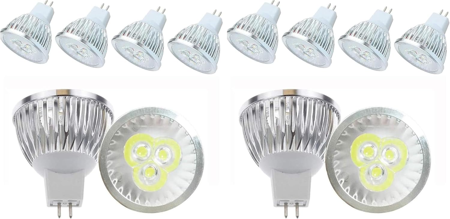 Lxcom Lighting 3W MR16 LED Light Bulb G5.3 LED Spotlight Bulbs 20W Halogen Equivalent Daylight White 6000K MR16 GU5.3 Base for Recessed Landscape Track Lighting,AC12V(4 Pack)