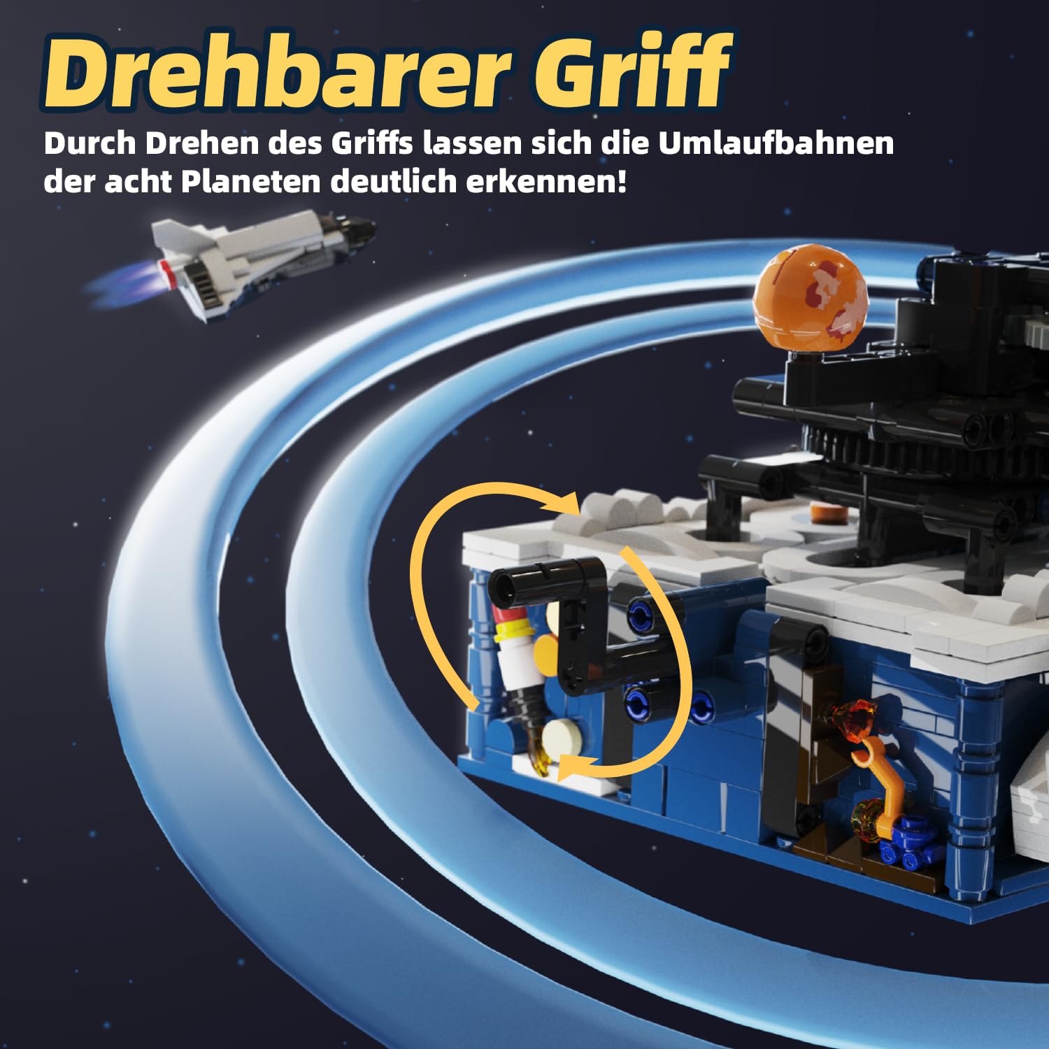 Technik Sonnensystem Modell Bauspielzeug mit Licht, 8 Planeten und Rakete | 775 Teile Drehbares Sonnensystem Modell Technic, Klemmbausteine Geschenke für 6 7 8 10 12+ Jahre Kinder Jungen Erwachsene