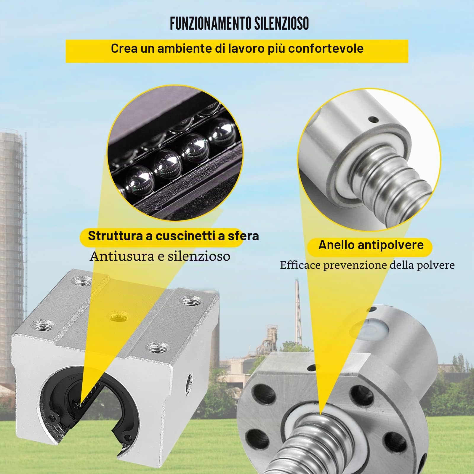 VEVOR Guida Lineare SBR20 da 6001000 mm, Set di Guide per Cuscinetti Lineari 300, con 3 Viti a Ricircolo di Sfere da C7, Materiale in Acciaio di Alta Qualità, Facile da Installare