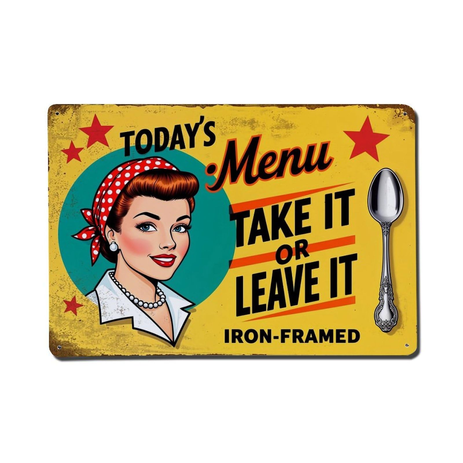 Nestemfo Vintage Retro Woman With Red Bandana Tin Sign Metal Sign, Living Room,Bar, Home, Bedroom Wall Decor,Retro Metal Poster 8X12 Inches