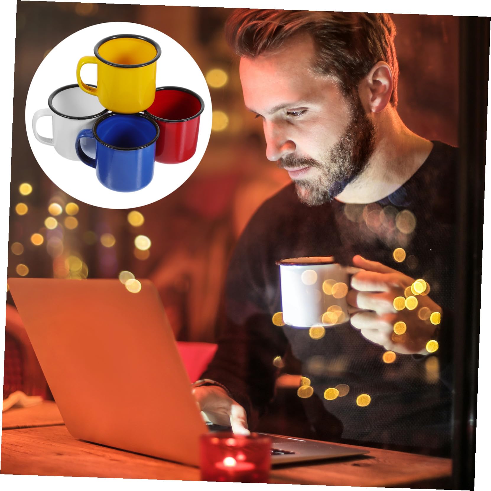 Toyvian Emaillebecher im Vintage Stil 4 Stück Wassertassen aus Emaille Praktisch und Leicht zu Reinigen für Familien und Cafés