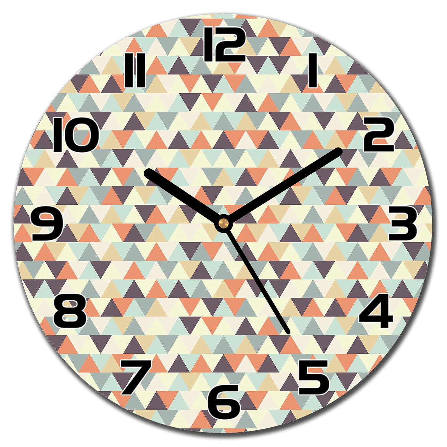 Horloge en verre aiguilles noires lisibles pendule murale orange brun