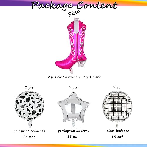 Miniatura 2 de Decoraciones de fiesta de vaquera occidental, Let's Go Girls Disco Cowgirl Last Rodeo Bachelorette Theme Cow Balloon Cowgirl Boot Globos de