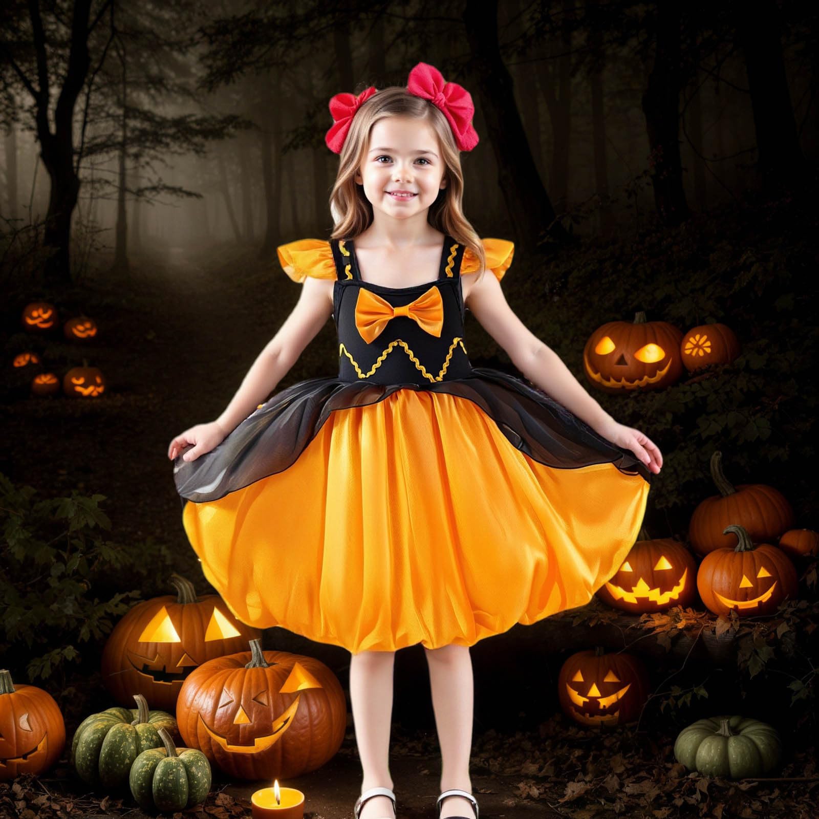 Genérico Disfraz Halloween NiñA 2 AñOs - Vestido de Halloween para niñas, disfraz de bruja para fiesta, elegante vestido de tutú de dos tonos para niñas pequeñas