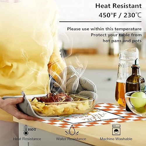 Miniatura 8 de Table Placemats Hello Autumn Love Fall Y'all Pumpkin Classic Table Mats Durable Rectangle Kitchen Table Placemats Dinner Placemats Decorations for