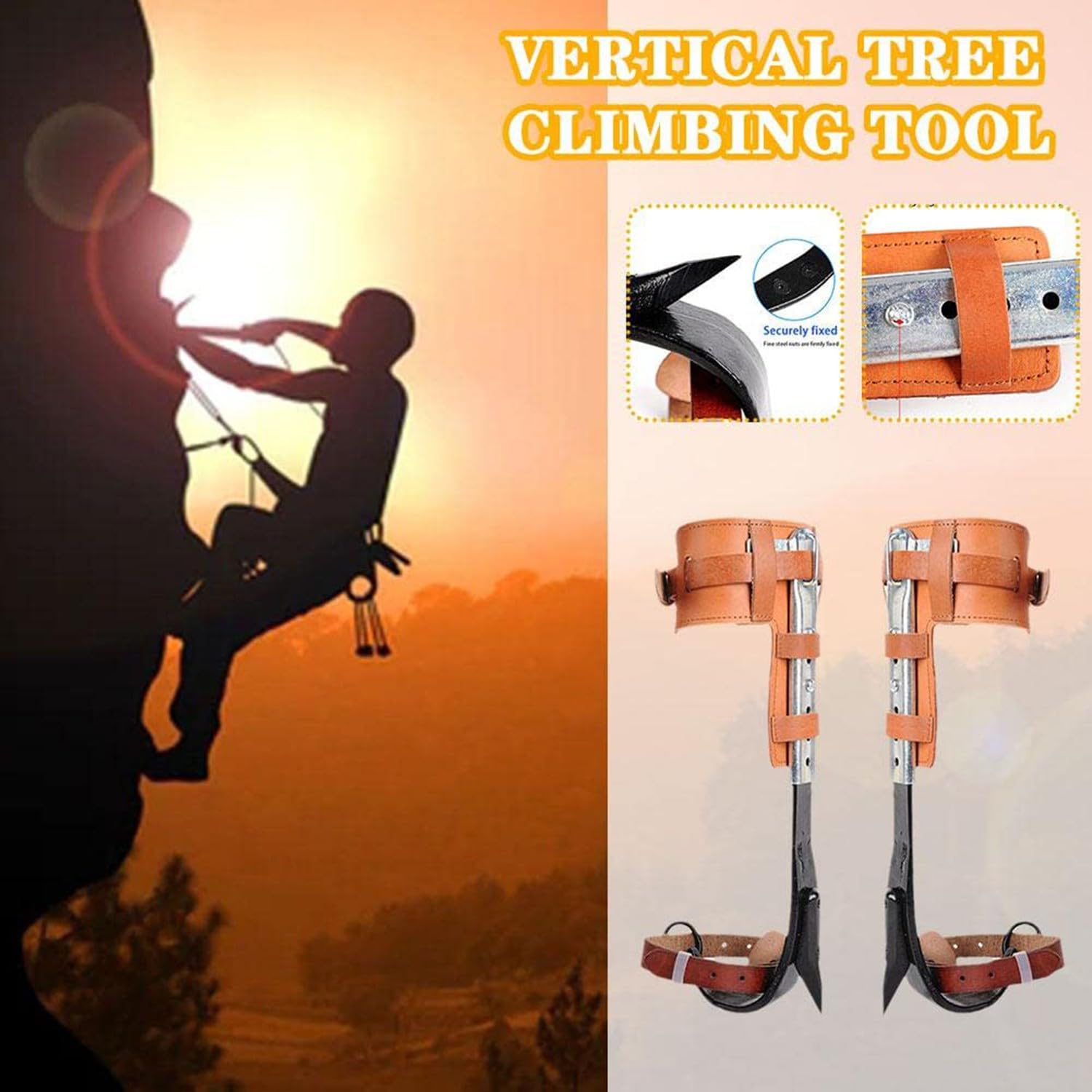 BLUEZY Griffe d'élagage, Outils pour Grimper Aux Arbres, Grimper Arbre Artefact avec Sangles et Gants pour Arbre Aides d'escalade Soin des Accessoires, Simple à Utiliser