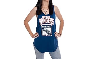 Calhoun NHL Distressed Team Logo Ladies Flowy Racerback Crochet Lace Tank Top