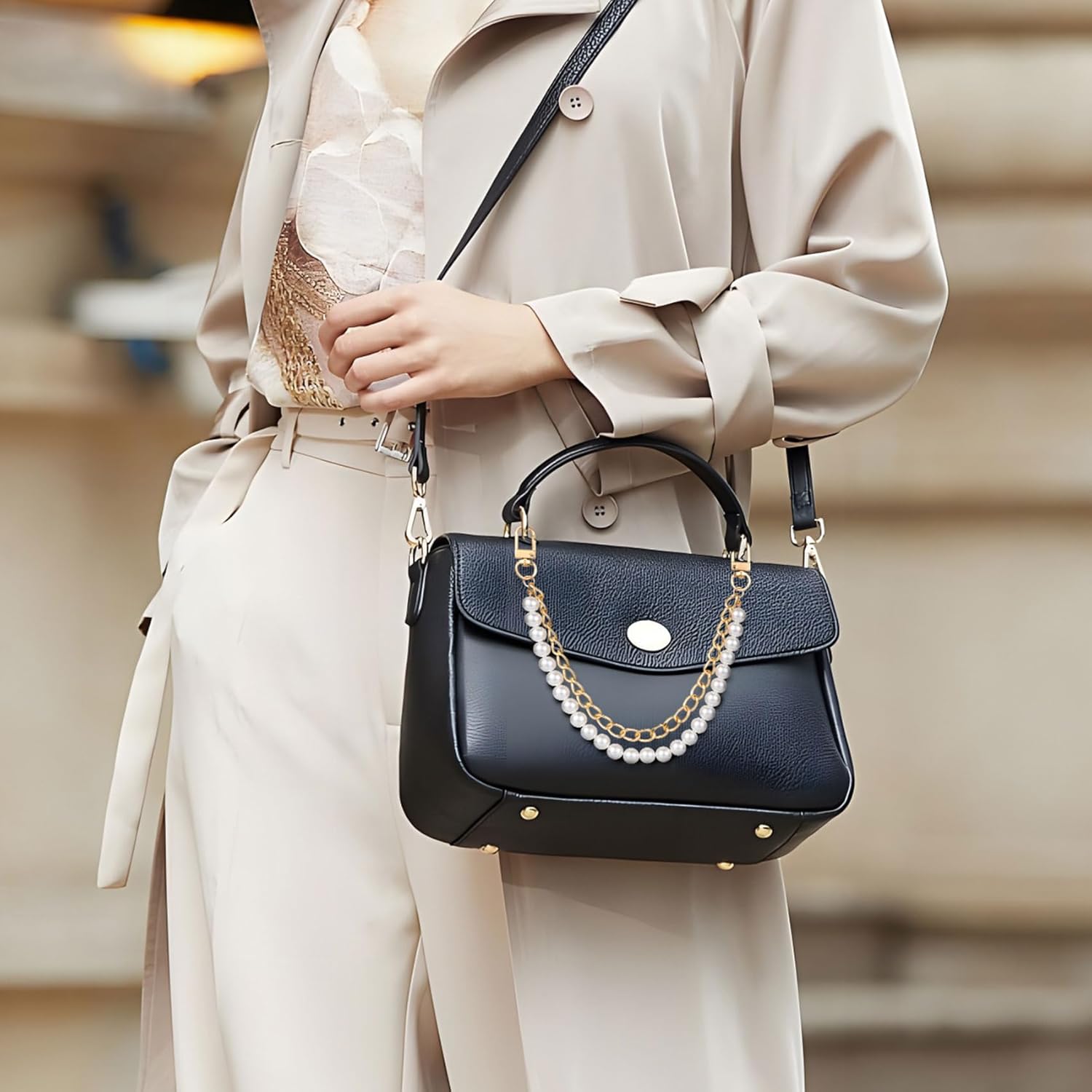 Pearl Purse Chain, Gold Metal Handbag Strap Extender, Short Shoulder Bag Charms Replacement for Women - Image 5