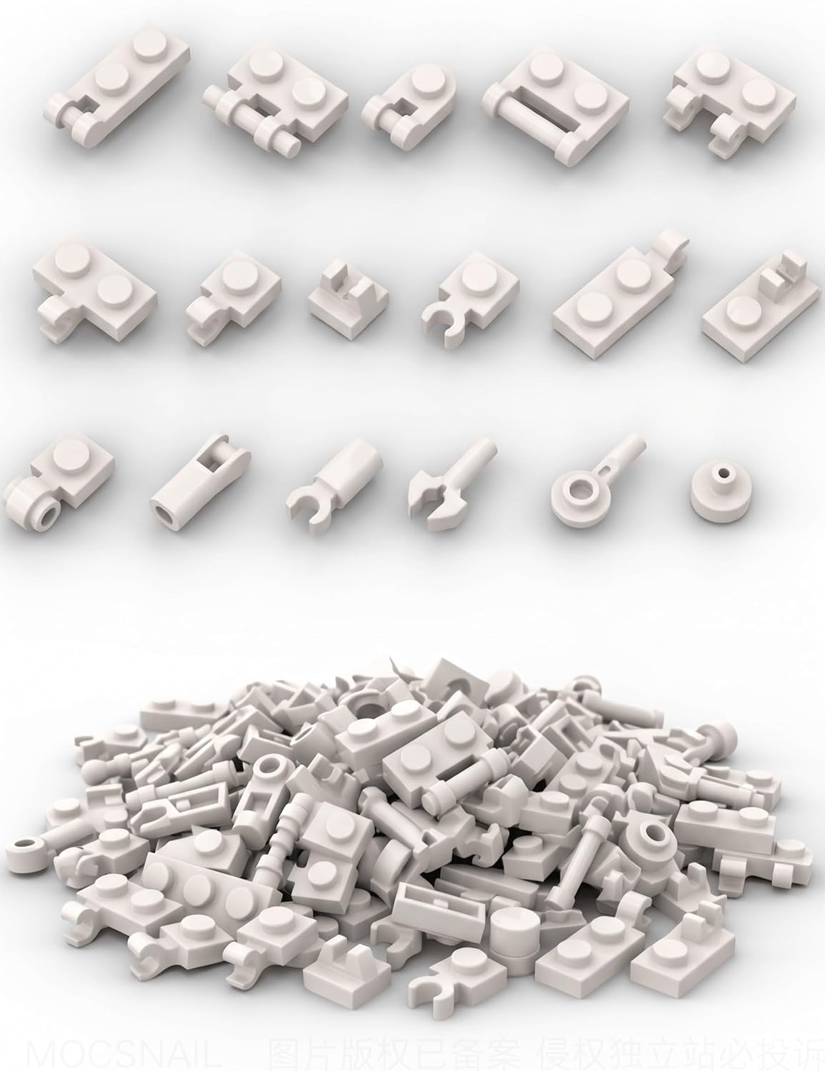 134 PCS Building Block Connectors Set, 18 Sizes Classic Building Plate Bulk with Ball Joints, Sockets and Hinge Pieces, Custom MOC Articulation Parts Compatible with Lego Ball Joints Parts (Darkgray)