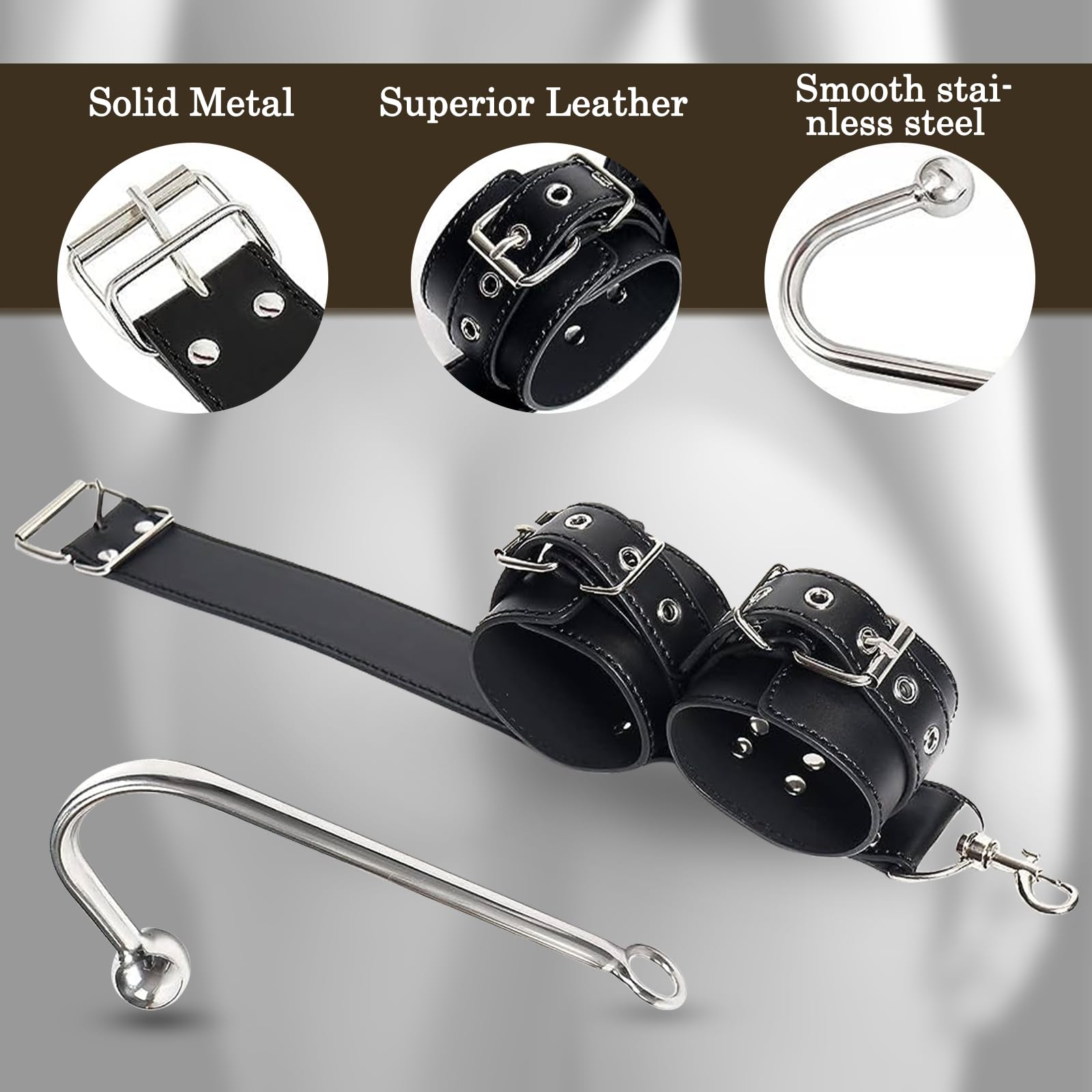 BDSM Bondage le Dos avec et Accessoires de Bondage Réglables,crochet anal bouchon buccal masque pour les yeux,Sex Toys Erotiques Set Adultes Toy