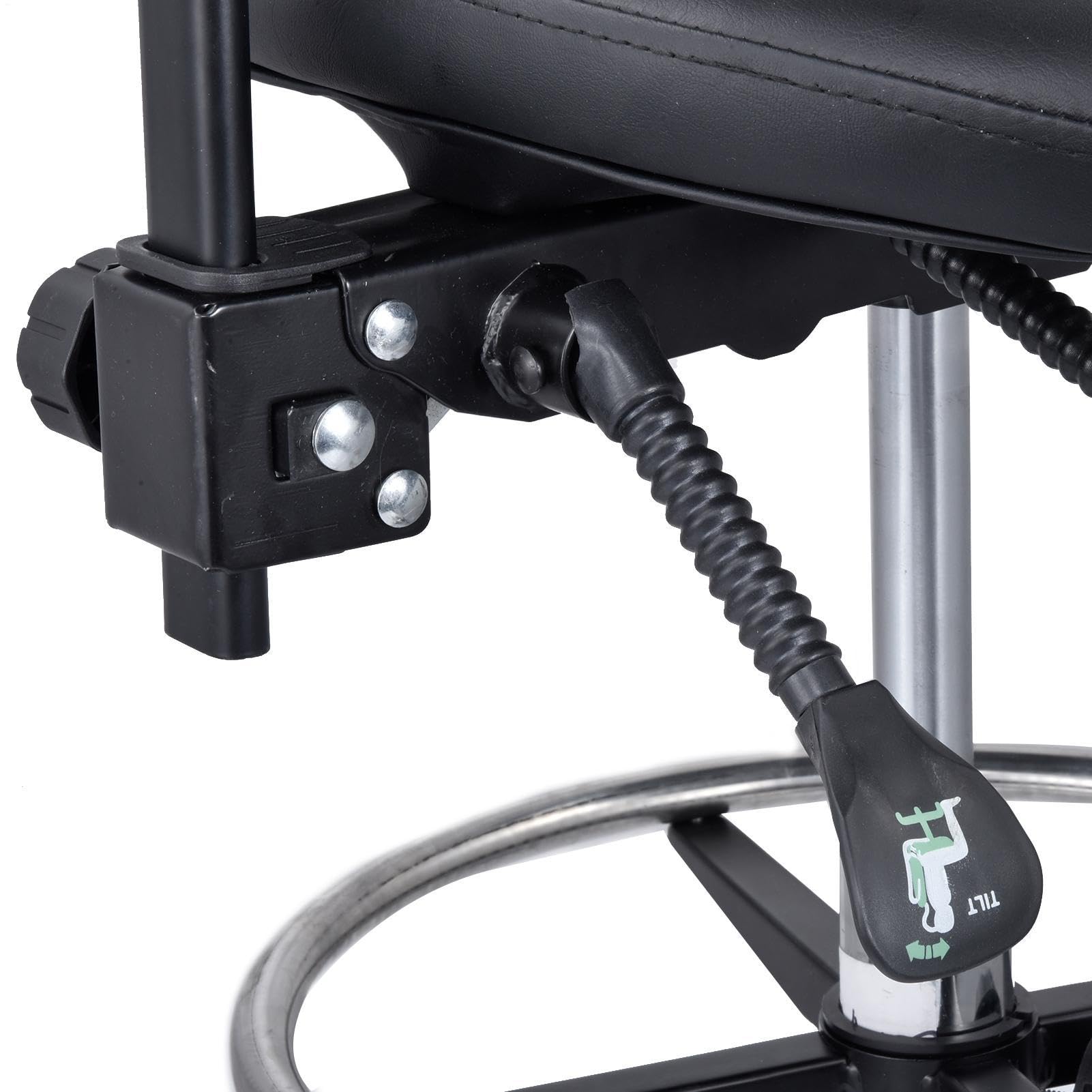 Taburete de Sillín con Respaldo Ajustable, Giratorio, Hidráulico, de | Silla Ergonómica Tipo Sillín Con Reposapiés Para Spas, Salones De Belleza, Masajes, Clínicas Y Oficina En