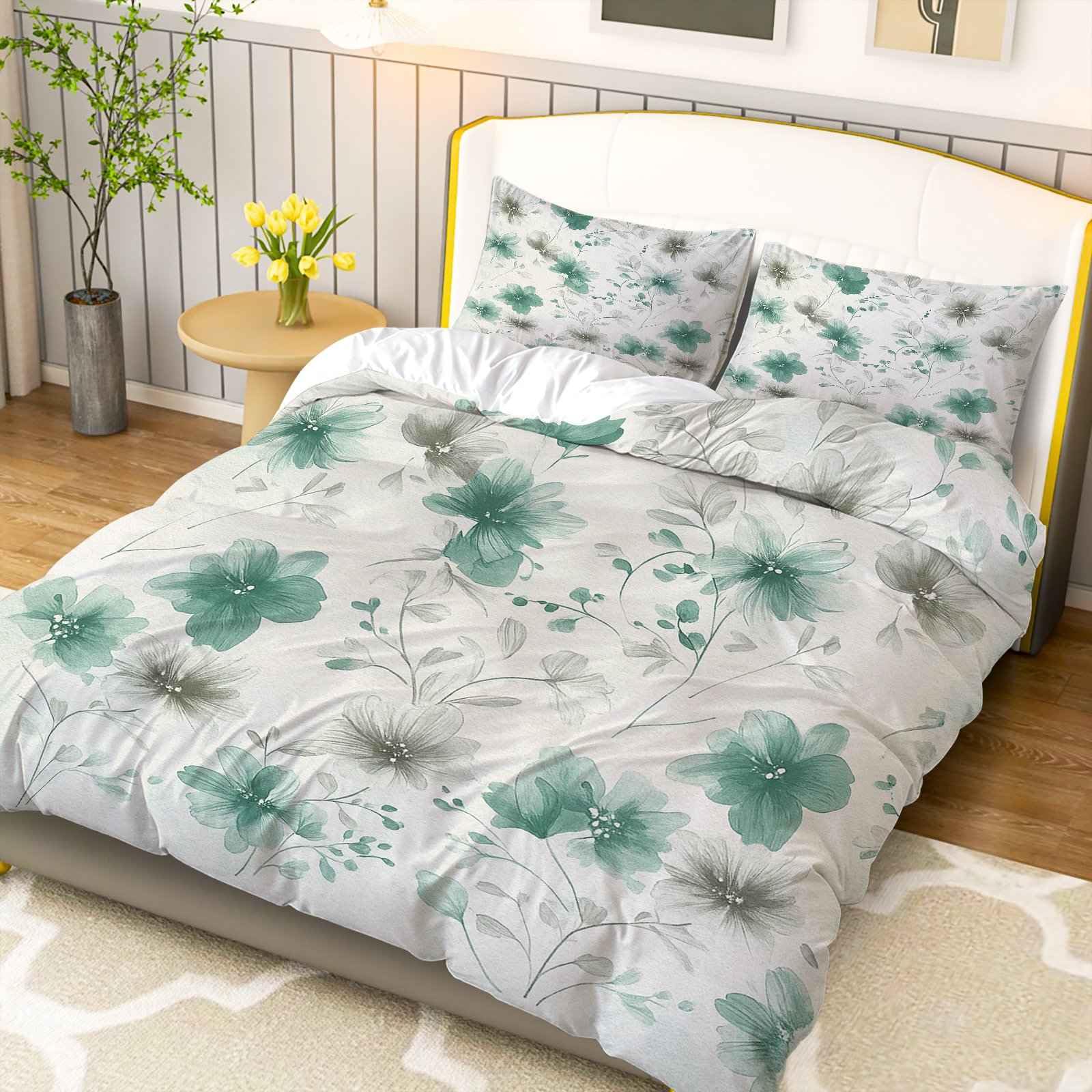 Parure de lit 3 pièces housse de couette 240x260 et 2 taies d'oreiller gris