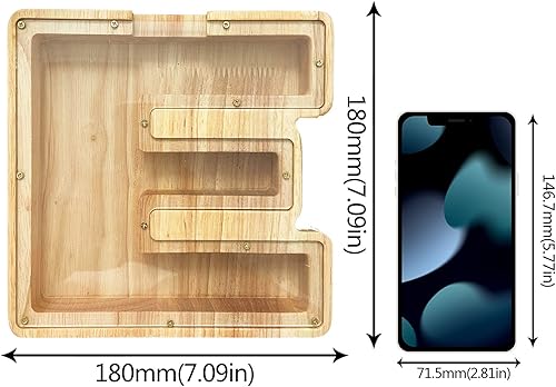Miniatura 2 de Alcancía de monedas personalizada, juguete de madera con nombre personalizado, letra creativa del alfabeto inglés de veintiséis, caja de ahorro de