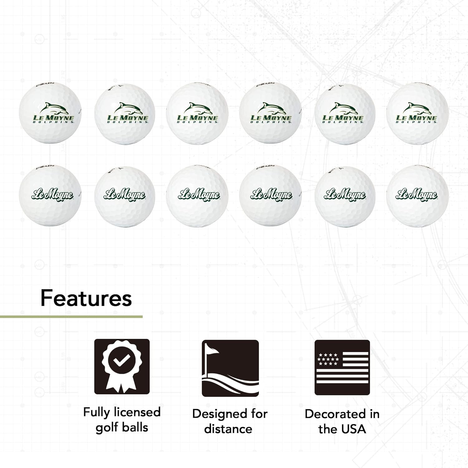 Desert Cactus Le Moyne College Golf Balls 12 Pack – LMC Dolphins Full Color Dozen – Officially Licensed Sport Team Accessory