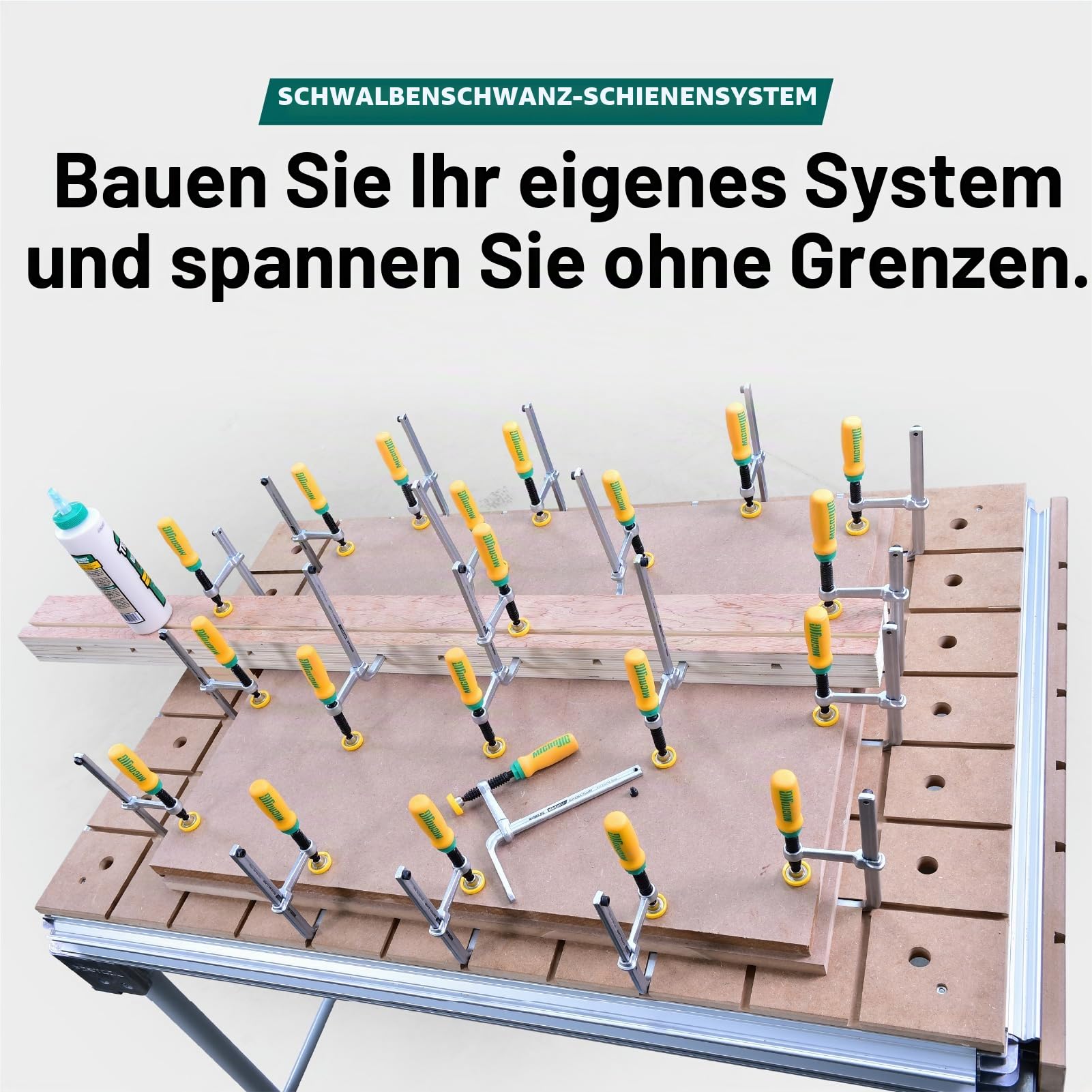 MicroJig MatchFit Dovetail Clamps – Zwingen für 14° Schwalbenschwanz-Nuten | Spannweite 130 mm, 269 kg Spannkraft, Werkbank-Zubehör