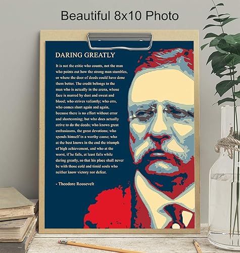 Miniatura 3 de Teddy Roosevelt - Póster de pared con cita inspiradora, poema motivacional, regalo para emprendedores, estudiantes, equipos de administración, gran