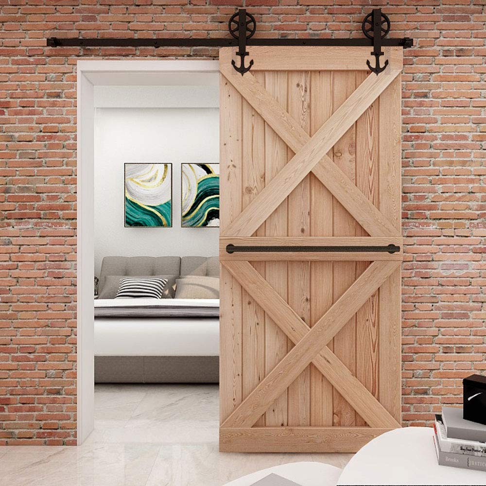 201CM/6.6FT Kit de Accesorios de Puertas Herraje para Puertas Corredera Carril para Puerta Deslizante
