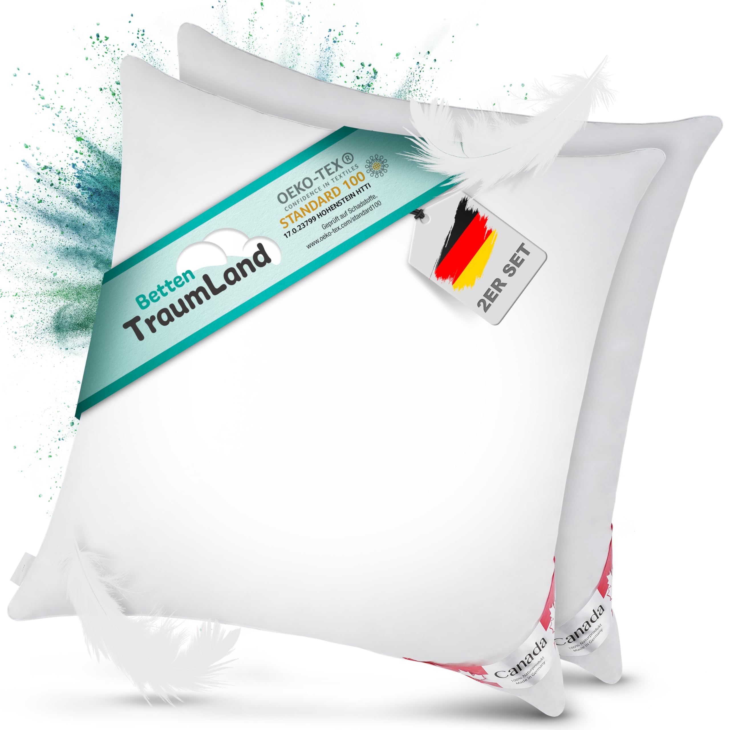 Angebot 2 Canada Daunenkissen soft 700 g weiche canadische Daunen 80x80 cm, Flachkissen