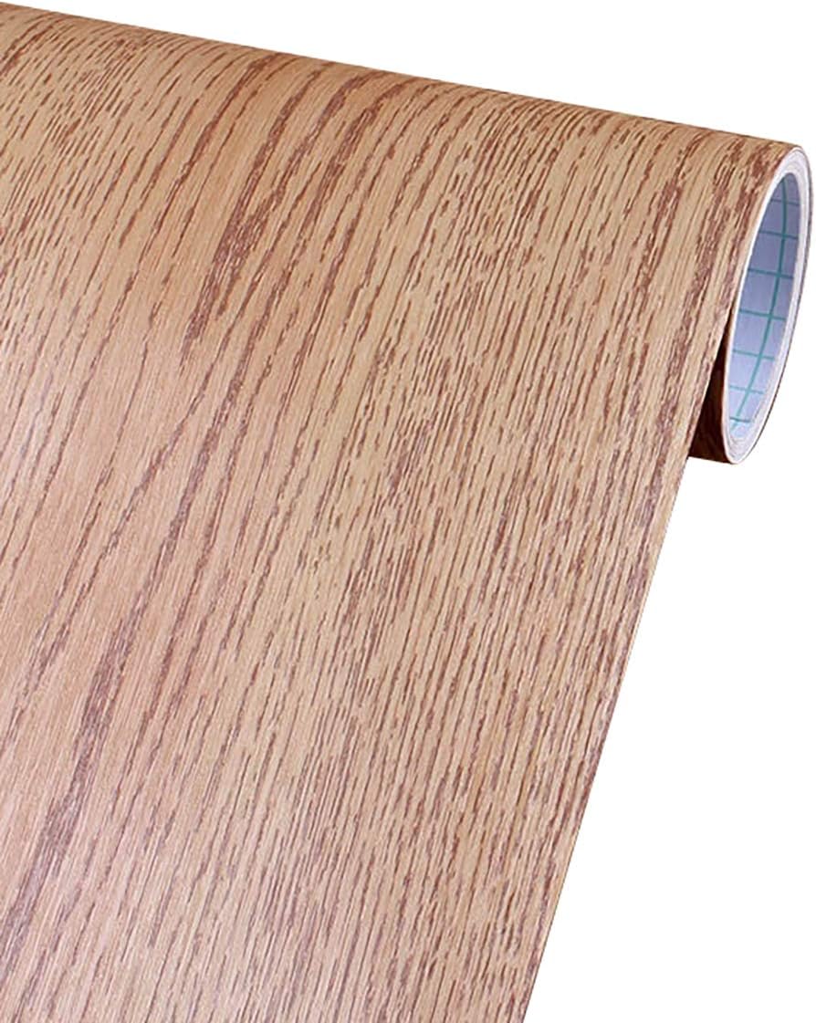 Vinyl Wood Grain Wallpaper Self-Adhesive Decorative Sticker Film for Office Desktop Home Furniture Kitchen Cabinet Floor DIY Decoration