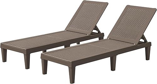 Flamaker Sillas de descanso para exteriores, de polietileno, impermeables, con respaldo ajustable de 5 posiciones, fácil montaje, sillas de piscina