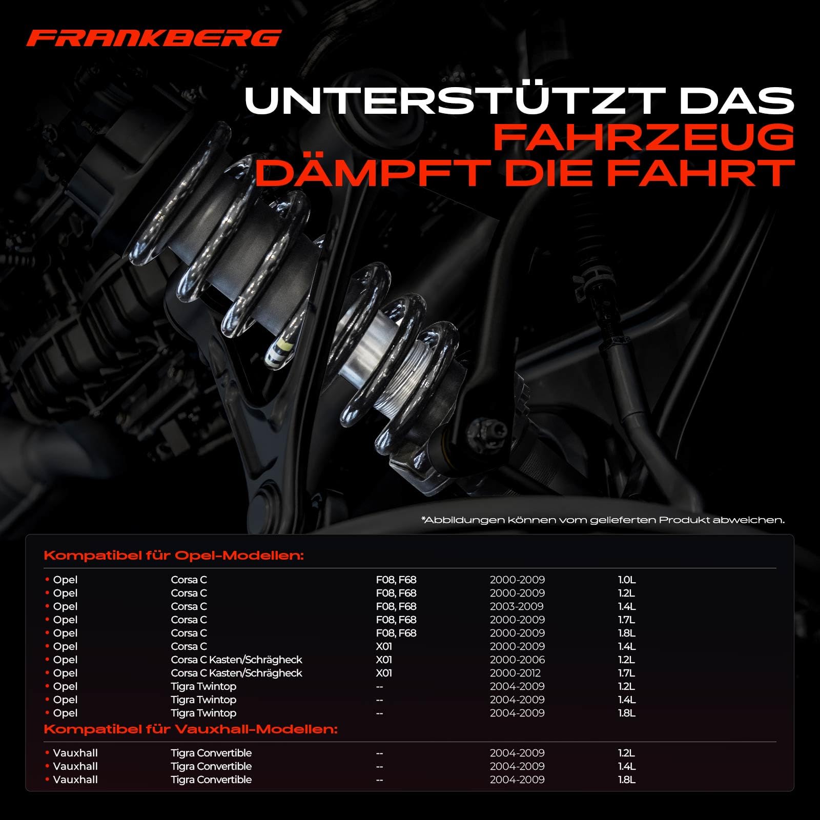 Frankberg 2 x sprężyny zawieszenia z tyłu, kompatybilne z Corsa C F08 F68 2000-2009 Corsa C X01 2000-2012 Tigra Twintop/Convertible 2004-2009 Replace# 9196210
