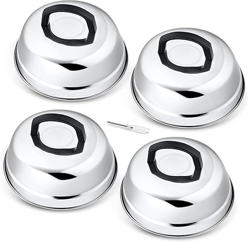 Miniatura 8 de Leonyo Juego de 2 tapas de cúpula de fusión de queso de 9 pulgadas, accesorios de plancha de acero inoxidable, cubierta duradera para cocinar al