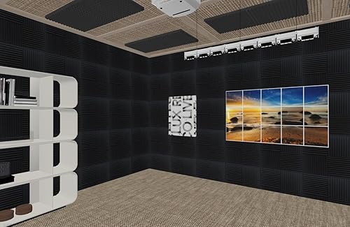 Miniatura 5 de Paquete de 12 paneles de pared de espuma acústica de 1 x 12 x 12 pulgadas, color negro