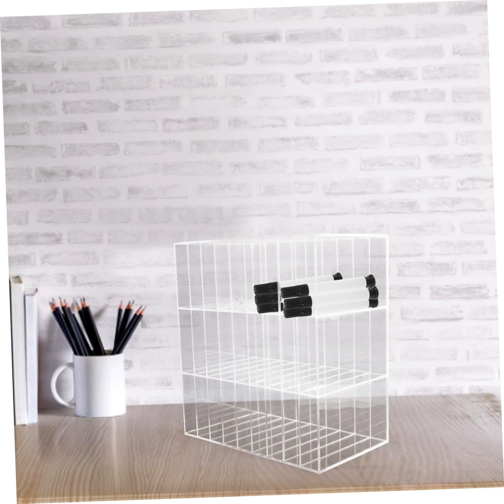 Portapennarelli in Acrilico Organizzatore da Tavolo Portapenne Portatile per Casa e Scuola Design Semplice e Durevole