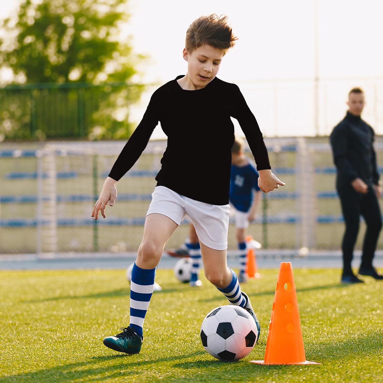 HYCOPROT Boys Youth Compression Shirt Kids Long Sleeve Undershirt Athletic Shirts Quick Dry Baselayer for Football Baseball - Image 2