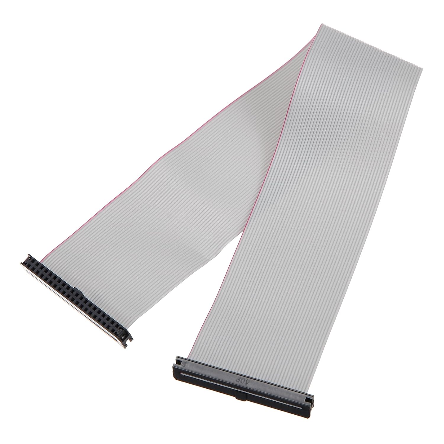 MECCANIXITY IDC Connector Flat Ribbon Cable, 40 Pins 2mm Pitch 30cm Length FC to FC Dual Female Connector Flat Ribbon Cable Wire for Industrial Electronics, Gray