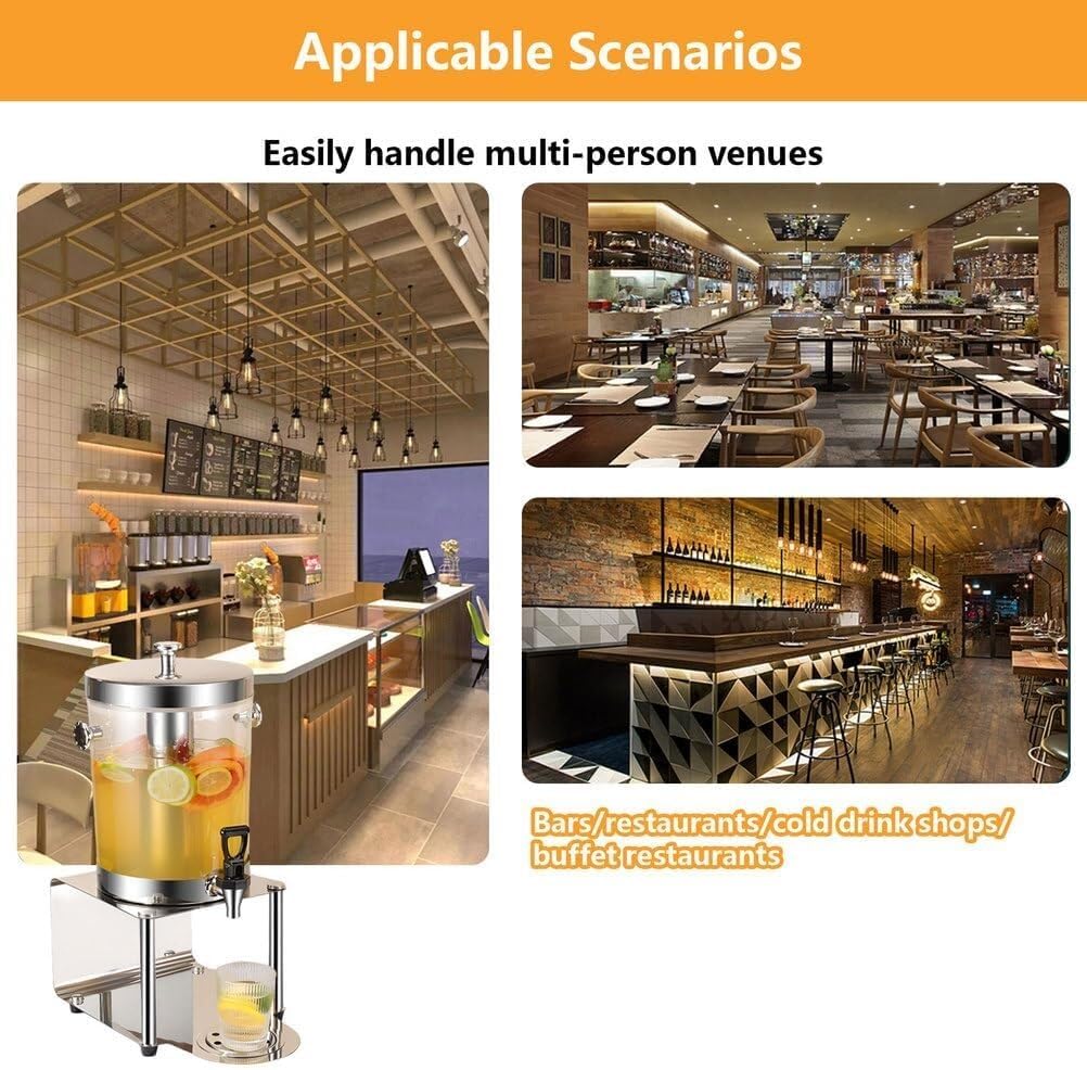 Beverage Dispenser Hot Cold Drink Dispenser with Ice Container and Stainless Steel Drip Trays for Party Buffet(8L)