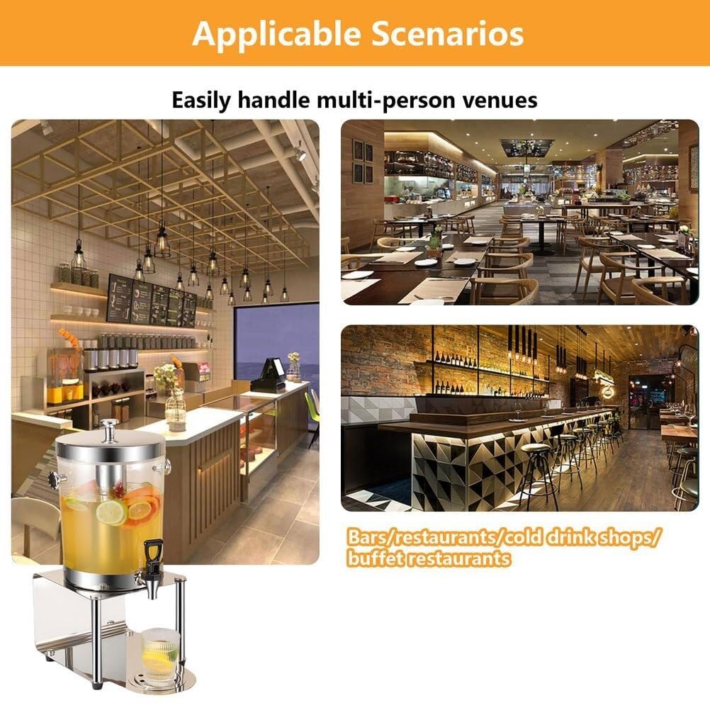 Dispenser per bevande con contenitore per ghiaccio, dispenser per bevande calde e fredde con vassoio antigoccia in acciaio inox per feste, buffet e succhi, capacità 16 l