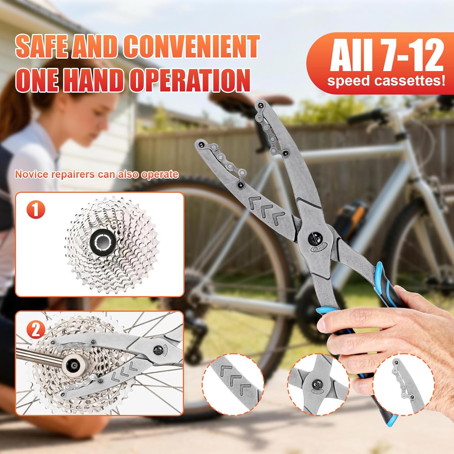 Cassette Removal Tool, Chain Whip Alternative for 7-12 Speed Bikes, Forged Steel Pliers with Non-Slip Handle