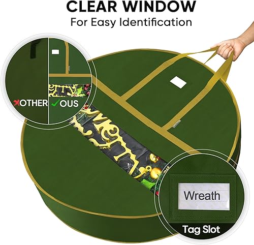 Miniatura 3 de BALEINE Contenedor de almacenamiento de corona de alta calidad, bolsas de almacenamiento Oxford para coronas de Navidad con material de lona