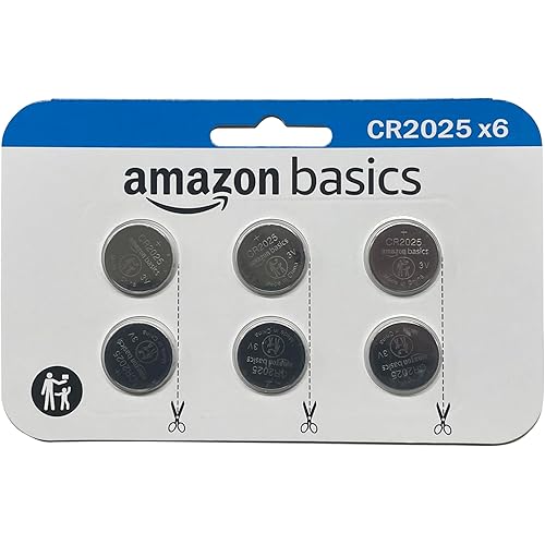 Amazon Basics 6-Pack CR2025 Lithium Coin Cell Battery, 3 Volt, Long Lasting Power, Mercury-Free