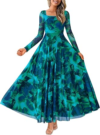 BTFBM Women Maxi Dress Fall 2025 Fashion Elegant Long Sleeve Square Neck Floral Print Party Club Wedding Guest Dresses