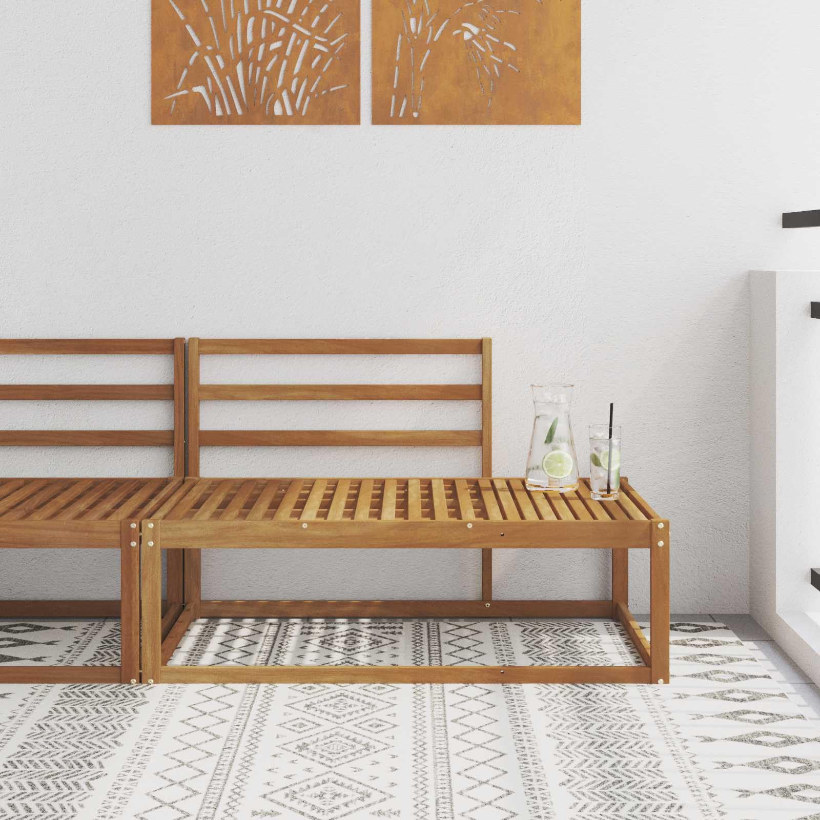 Canapé d'extérieur en bois d'acacia au design naturel pour vos douces soirées d'été