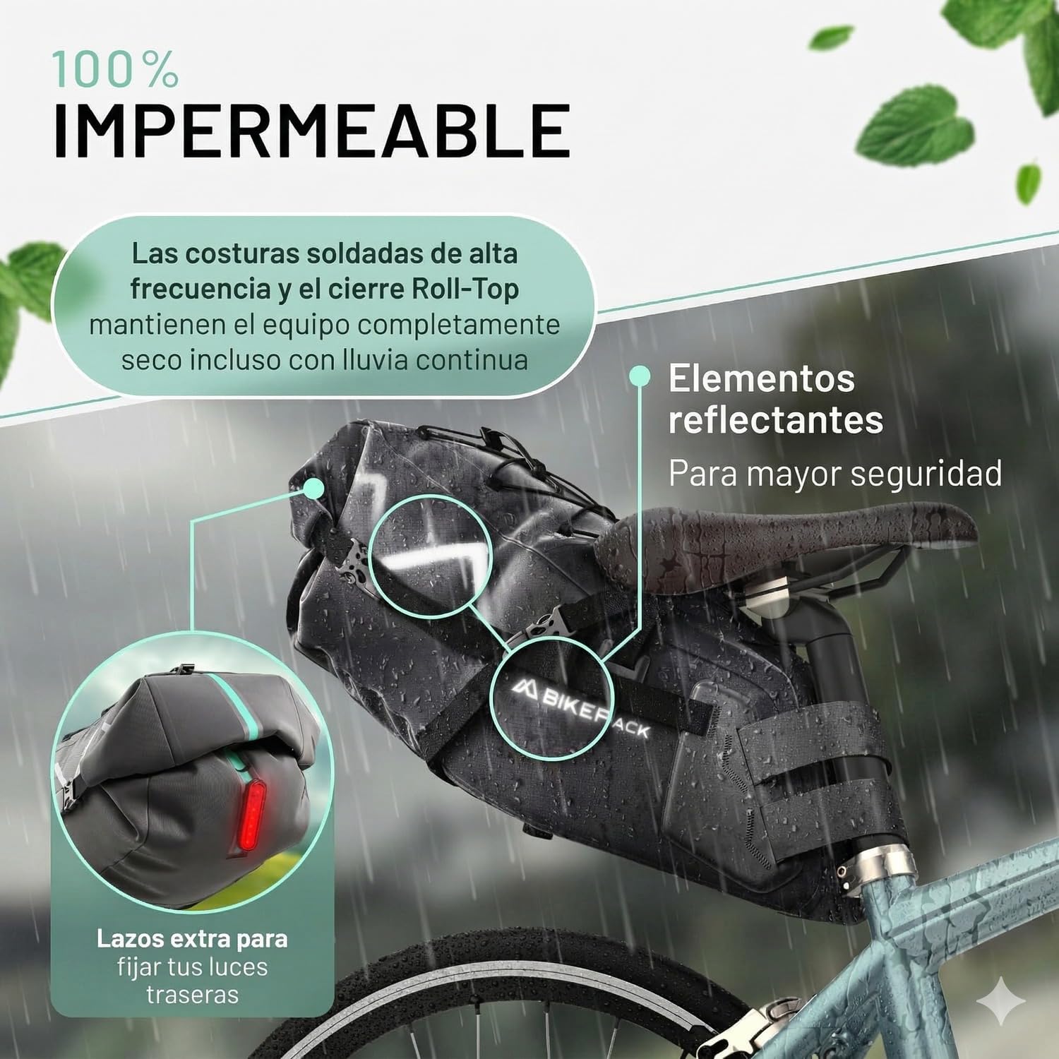 BIKEPACK Alforjas para bicicleta – Bikepacking bolsas – Sillín – Gravelbike – Alforja para carretera 15 L – Bolsa sin portaequipajes – Accesorios