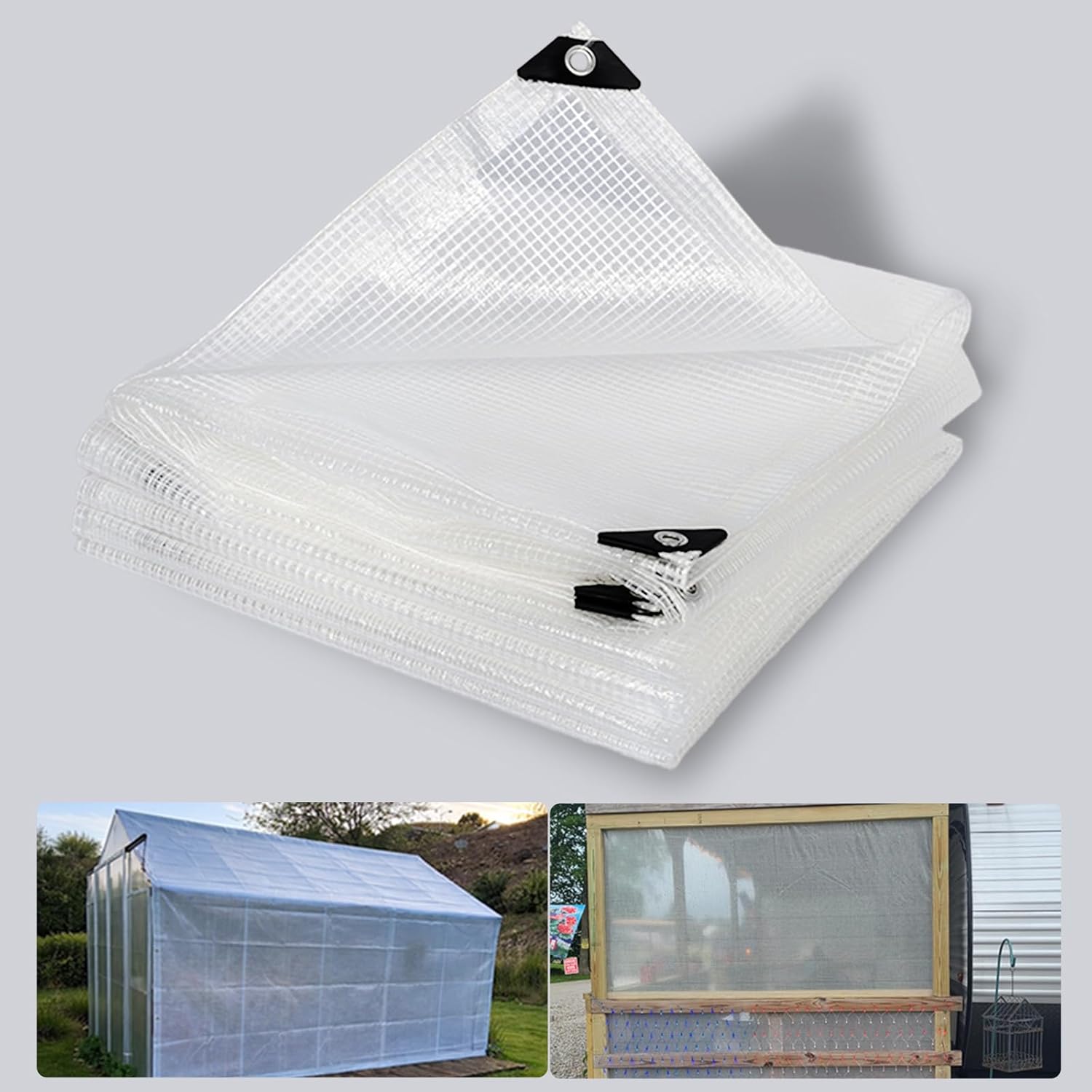 16 x 20 FT Clear Tarps with Grommets, 16 Mil Thick UV Resistant Greenhouse Tarp, Tarps Heavy Duty Waterproof for Garden, Outdoor and Yard Protection