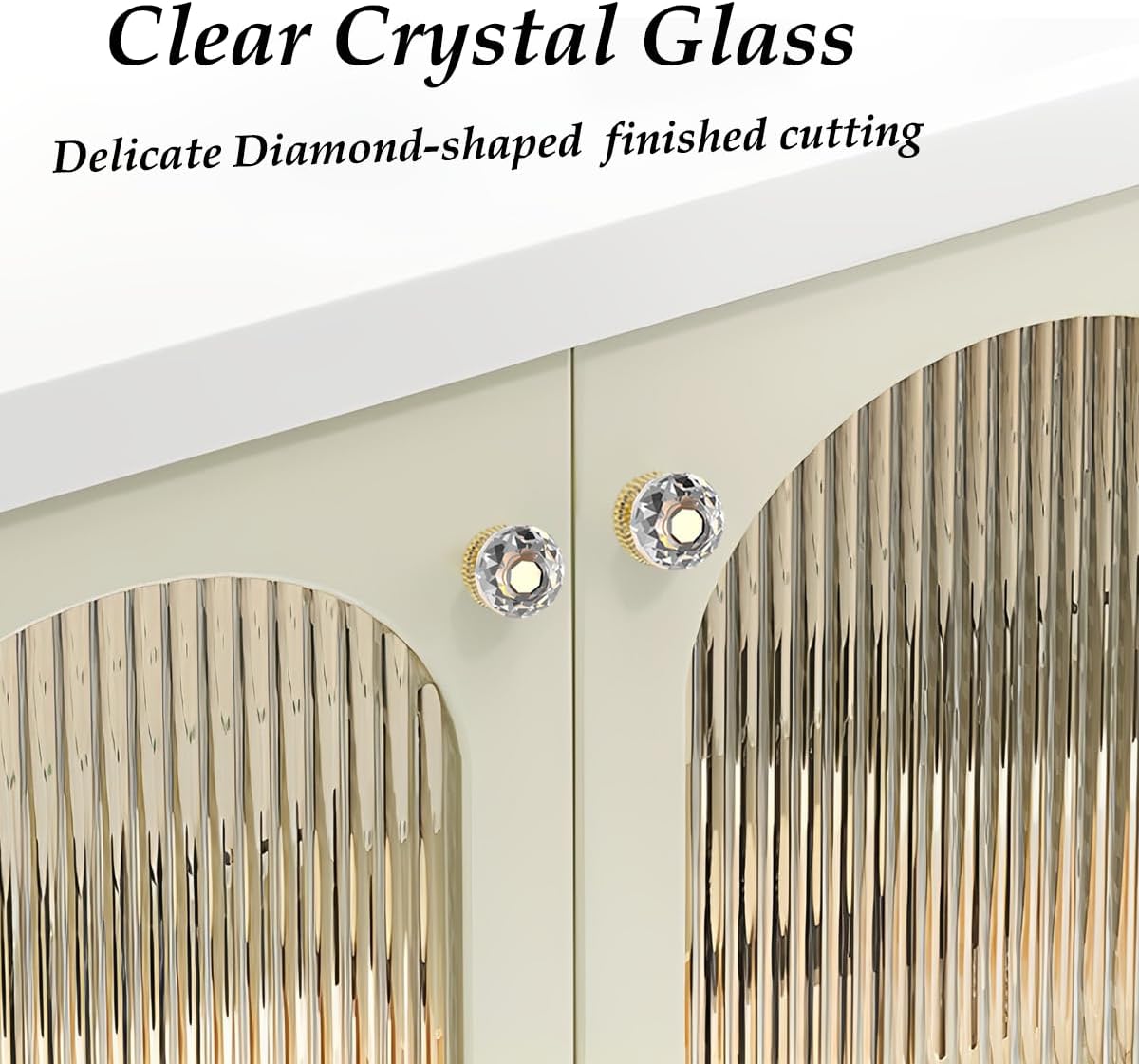 Crystal Self Stick Knobs for Mirror Cabinet Adhesive Handle for Dresser Drawer Cupboard 40mm Crystal Knobs Adhesive Diamond Shaped Glass Knobs (4 pcs, Clear and Gold)