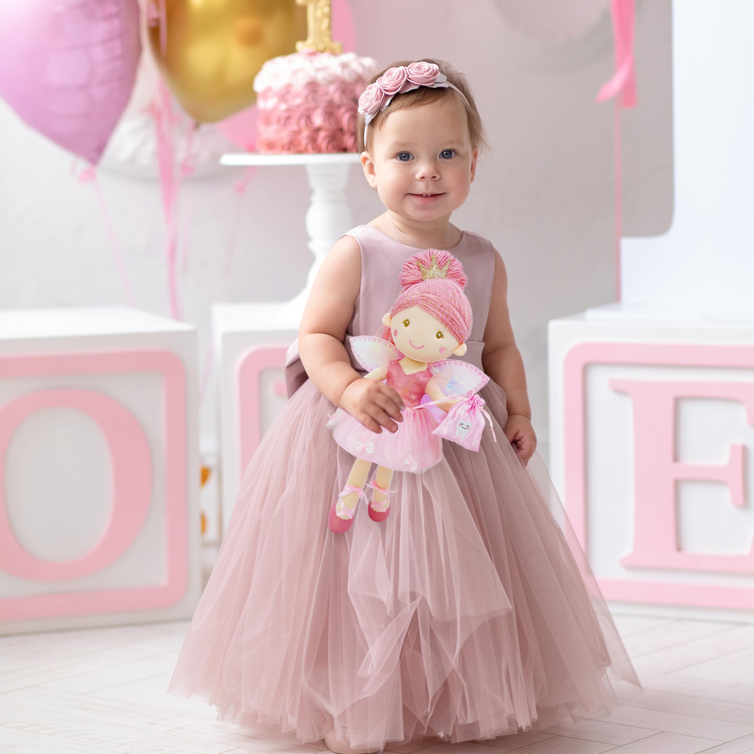 Lullaberry 40cm Tooth Fairy Doll Anastasia - Plush Stuffed Soft Doll Girl Gift - Pink Outfit and Wings, Tooth Fairy Anastasia, Large - Image 4