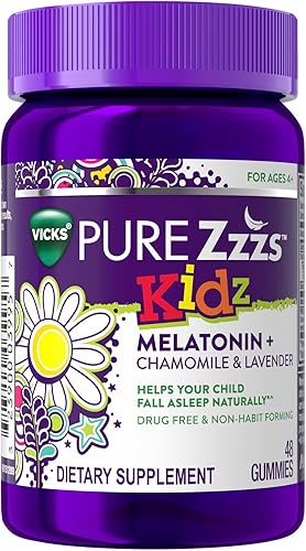 VICKS PURE Zzzs Kidz gomitas de melatonina para dormir para niños y niños ayuda a tu hijo a dormirse de forma natural baja dosis de melatonina sabor VICKS PURE Zzzs Kidz gomitas de melatonina para dormir para niños y niños ayuda a tu hijo a dormirse de forma natural baja dosis de melatonina sabor